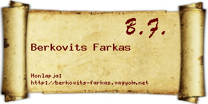 Berkovits Farkas névjegykártya